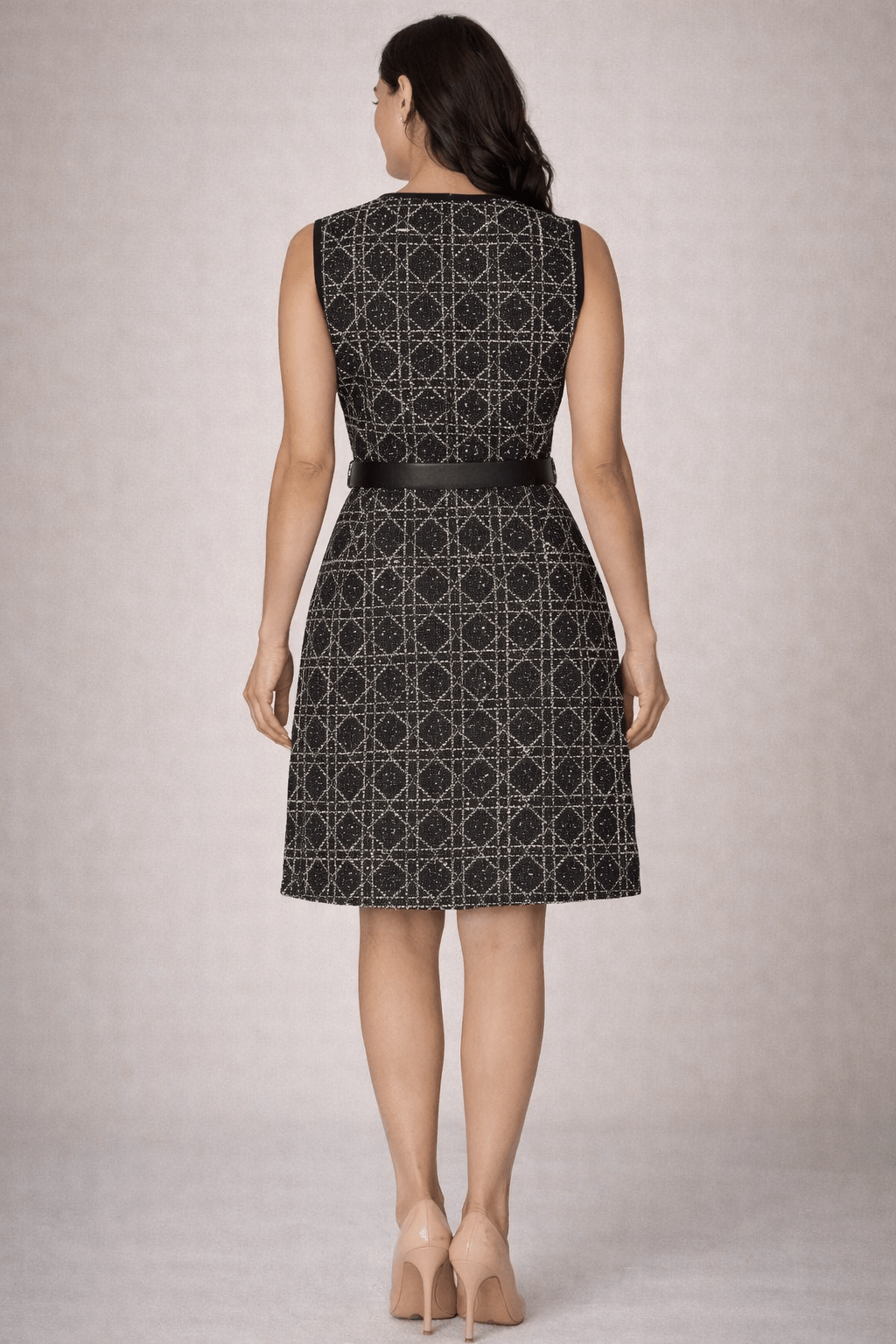 Geometric Jacquard Sleeveless Dress - Secretsbynikki