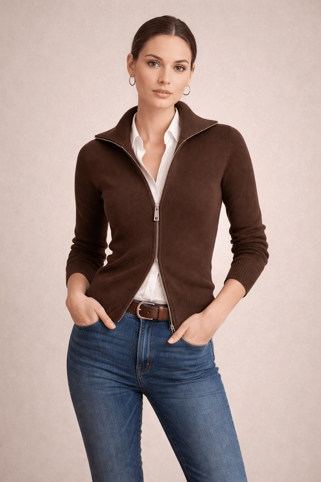 Elegant Zip up Cardigan - Secretsbynikki