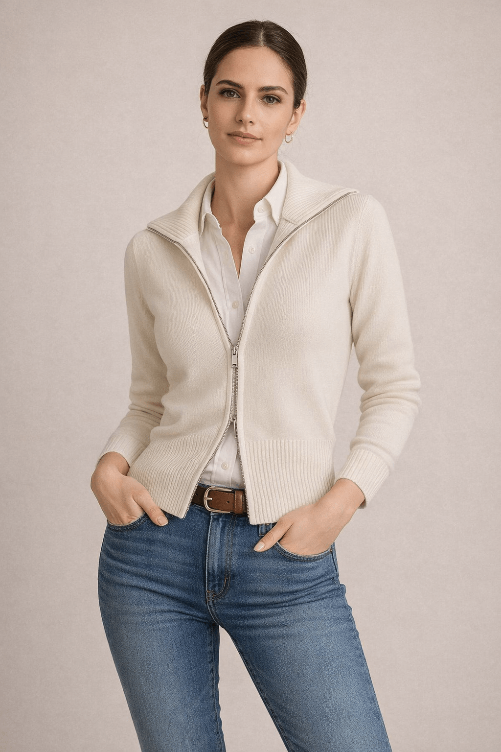 Elegant Zip up Cardigan - Secretsbynikki