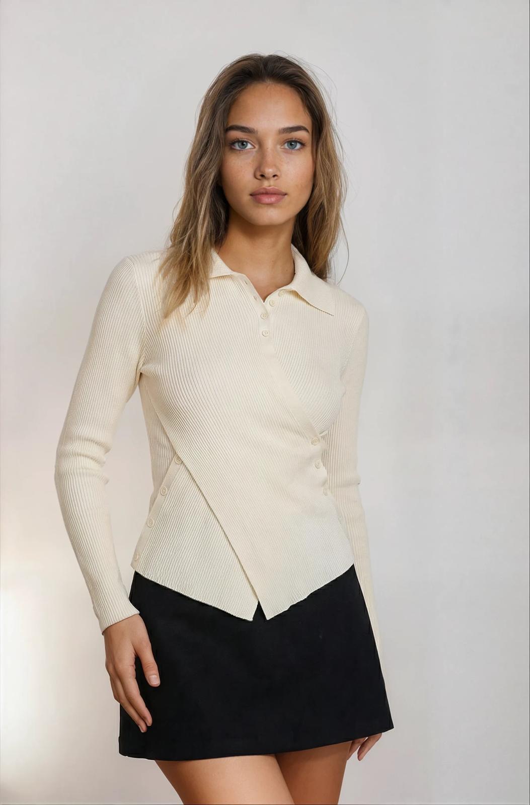 Knitted Top with Button Detail - Secretsbynikki
