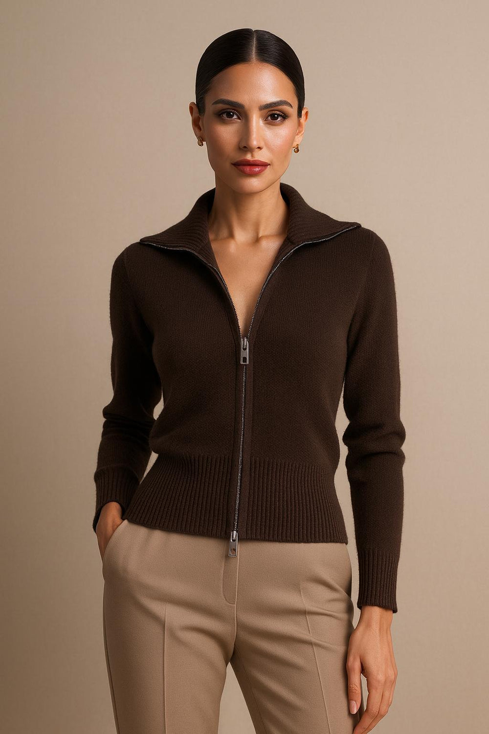 Elegant Zip up Cardigan - Secretsbynikki