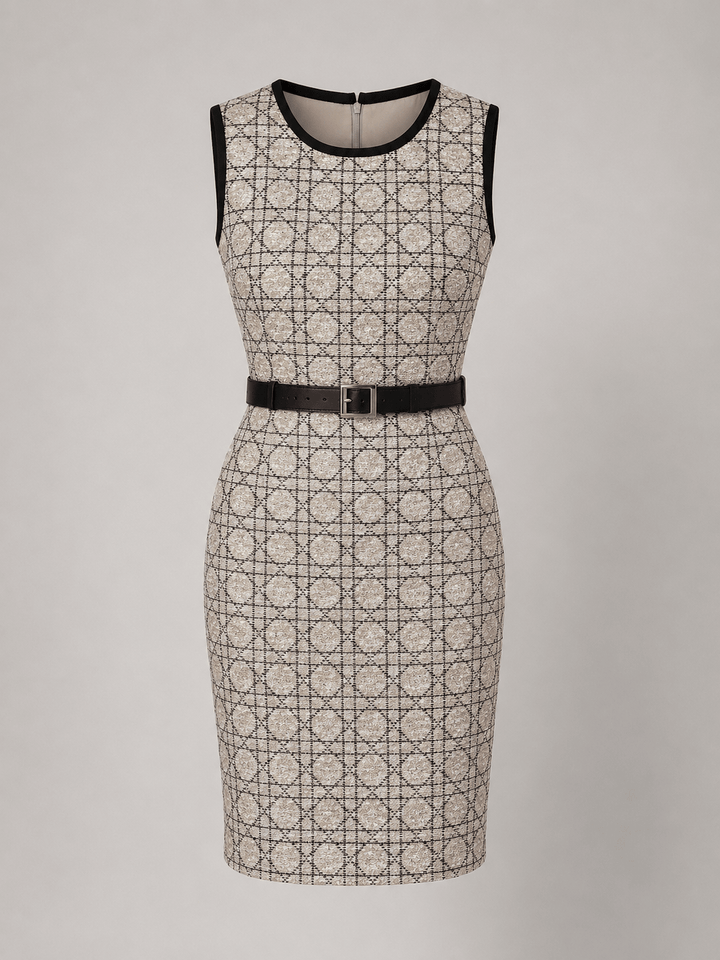 Geometric Jacquard Sleeveless Dress - Ayvonti